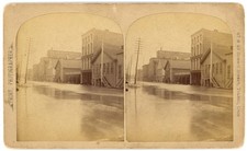 OHIO STEREOVIEW - Toledo Flood - Water Street from Jefferson - FJ Trost 1880s picture