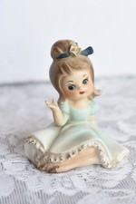 Vintage Japan Napcoware BLOOMER GIRL Blue Dress #C6730 Ceramic Figurine--Flaws picture