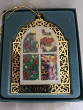 Vintage 1996 Lenox 2-Sided Ornament CHRISTMAS WINDOWS, NIB picture