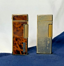 Vtg Colibri Lighters Gold Tone Faux Tortoise Shell Look & Chevron Pattern Japan picture
