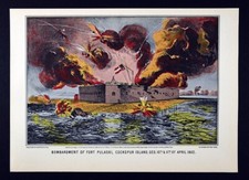 Currier Ives Civil War Print Bombardment of Fort Pulaski Cockspur Island Georgia picture