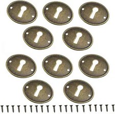 10 Pack Vintage Keyhole Covers for Cabinet Doors, Bronze picture