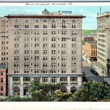 c1920s Savannah GA Hotel Savannah Johnson Square Street View Litho PC Posted picture