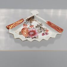 Hand Painted Floral Fan Salt Cellar From Japan Gilt Accents picture