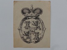 1850'S EX-LIBRIS BOOKPLATE PROPERTY OF THE LORDS & BARONS THURN & TAXIS LIBRARY picture