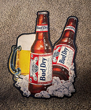 Budweiser Bud Dry Beer Die Cut Sign Breweriana Advertising Bottle & Mug picture