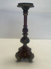 Vintage Cast Metal Baroque Style Candlestick Paw Feet Antique Brass Finish picture