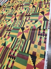 1.50 YARDS Abstract Yellow Green Brown Black Cranston Aztec triangle 100 Cotton picture