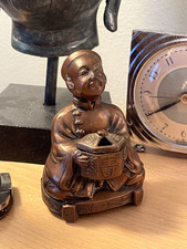 Antique Vintage 1920's Japan Bronze metal Buddha Boy with Hat Incense Burner picture