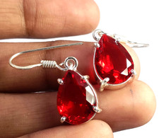 17 Ct Natural Red Ruby Earrings Pear Shape 925 Solid Silver IGL Certified 6AHV picture