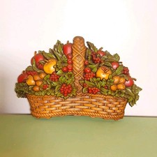 VINTAGE MCM Homeco Wall Hanging Fruit Basket Wall Plaque Wall Decor Farm Folk picture