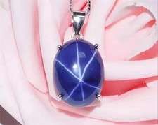 21.28 Ct+ Certified Natural Blue Star Sapphire 925 Solid Silver Pendant Gemstone picture