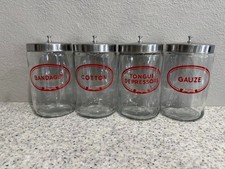 Vintage Profex Red Label Medical Office Apothecary Glass Jars Containers Set - 4 picture