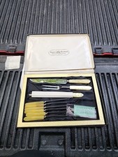 Vintage Regent Sheffield Wavecrest 3 Pc Carving Set 6 Steak Knives Bakelite picture