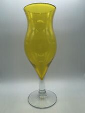 Rare VTG 14.5” BLENKO Art Handblown Glass Vase-1.5Qt-Thick  Amber & Clear Steam picture