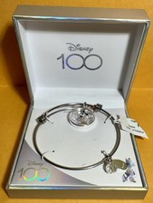 NEW DISNEY 100 YEAR ANNIVERSARY BANGLE CHARM BRACELET MINNIE MOUSE SILVER GOLD picture