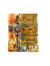 Vintage Ceramic Inspirational Magnet by D. Sullivan Praise the Lord 2.5