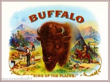 1919 Buffalo Bison Smoke Vintage Cigar Tobacco Box Crate Inner Label Print picture