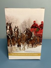 2012  Anheuser Busch  AB  Budweiser Holiday Christmas Beer Stein Clydesdales NIB picture