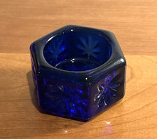 Vintage Cobalt Blue Open Salt Cellar Salt Dip Hexagon 1 1/2