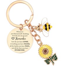Inspirational Sunflower Bee Keychains Gifts - Motivational Uplifting Quotes Enco picture