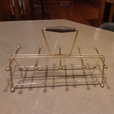 Vtg Wire Metal Caddy ONLY Rack Beverage Holder Mid Century MCM 8 Glasses picture
