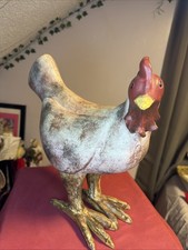 Vintage Folk Art Chicken Figurine Plaster Chalkware Rooster Statue Farmhouse 12 picture