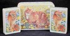 1990 Enesco Gift Gallery Ivory Cats Decorative Tin With Playing Cards picture