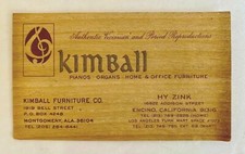 Vintage Business Card Kimball Pianos Organs Home Office Furniture Piano Organ picture