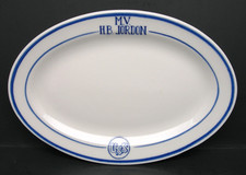 Great Lakes & River Towboat - USS Harvey Jordan - Rare Misspelled China Platter picture