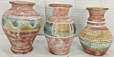 3 PCS ASSORTED ANCIENT NATIVE AMERICAN TRIBAL POTTERY VASES JARS picture