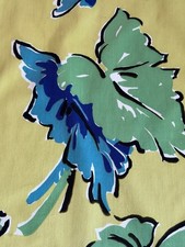 40’s Exotic Tropical Caladium Leaves Barkcloth on Chartreuse Era Vintage Fabric picture