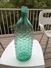 Vintage Blenko #6037 Husted Sapphire Seafoam (?) Vineyard Decanter 16.25