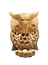 Vintage Hand Carved Wooden Owl Figurine With Baby Owl Inside 4.5” Folk Art picture