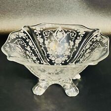 Cambridge Four Toed Vintage Bowl Diane 752 Etched Clear Elegant Glass Candy Dish picture