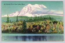 Clear Lake WA Postcard Mt Rainier From Clear Lake Washington 1953 Posted Linen picture