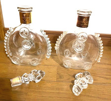 Remy Martin Louis XIII Crystal Empty Decanter Bottle Set of 2 1 Stopper Damaged picture