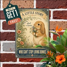 Easter Holiday Bunny Storybook Retro Metal Tin Sign Nursery Room Decor picture