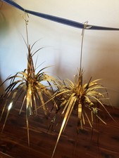 Vtg Christmas Tinsel Foil Mylar Ornaments Lot Of 2 Bundle Atomic Fountain Japan picture
