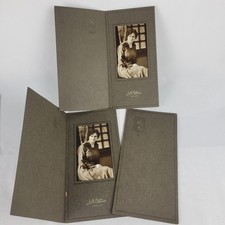 3 Vintage 1910s J.A. Ruth Studio Women Portrait Photos Embossed Folder St Louis picture