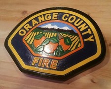 Fire Department Orange County California 3D routed wood patch plaque sign picture