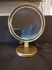 VTG Neiman Marcus Brushed Aluminum 11-3/4 Round Magnified Lighted Make Up Mirror picture