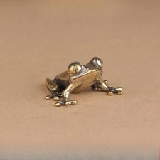 Brass Frog Figurine Small Animal Statue Table Office Home Decoration Toy Gifts picture