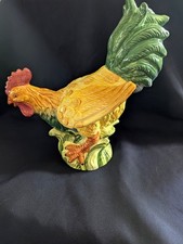 Ceramic Glazed Rooster Figurine 3D Effect Multicolor Farm Animal 13in picture