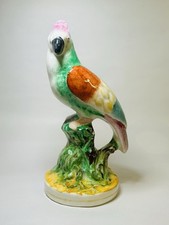 Antique 19th Century Staffordshire Polychrome Hand Painted Parrot Bird Figurine picture