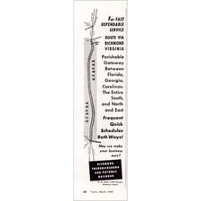 1949 Richmond Fredericksburg and Potomac Railroad Original Vintage Print Ad picture