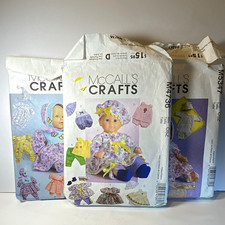 McCall's Crafts Baby Doll Clothes Patterns Contemporary Original. Lot of 3. picture