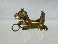 RARE PRE-COLUMBIAN TAIRONA TUMBAGA JAGUAR EFFIGY PENDANT W/ COA, SOUTH AMERICA picture