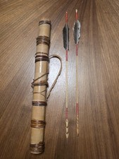 Vintage Dayak Borneo Bamboo Blowgun Dart Quiver Tolor Tribal Art Darts Arrows  picture