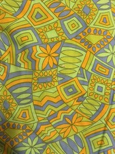Vtg 60's-70's Mod Retro Psychedelic  Bright Orange Green Power Fabric 8 Yrds X38 picture